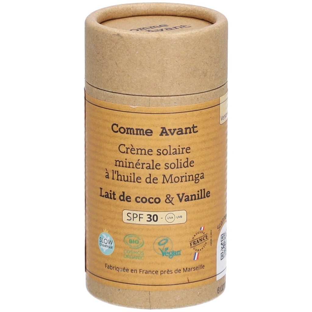 Crème Solaire Spf30 Lait de Coco & Vanille - 80gr  COMME AVANT