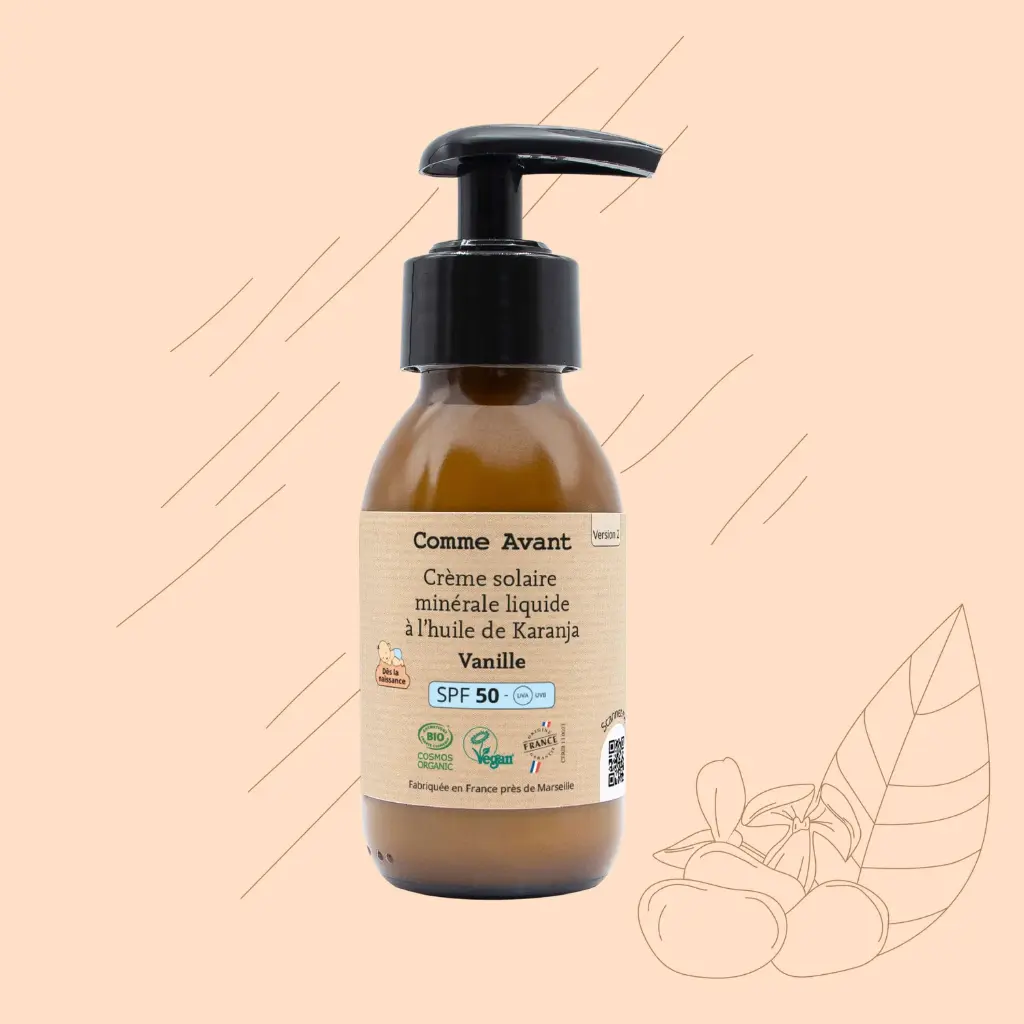 Crème Solaire SPF50 Liquide 90ml (Vanille) COMME AVANT