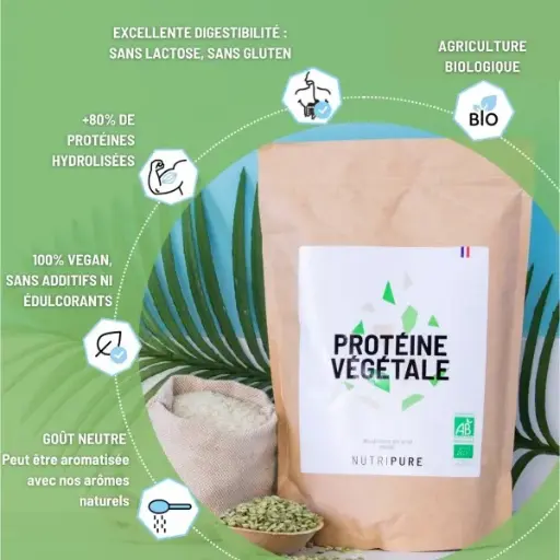 Protéines Végétales Bio (Sachet 750gr) (Arôme Neutre) NUTRIPURE