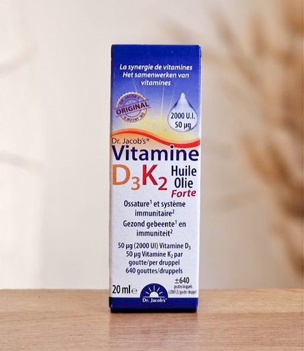 [4148-979] Vitamine D3K2 Forte (2000ui & 50µg de K2) Dr. JACOB'S